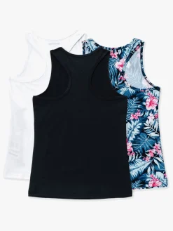 Hyperfied Sportstøj-Split Tank Top 3-pak, Black/White/Tropical Flower