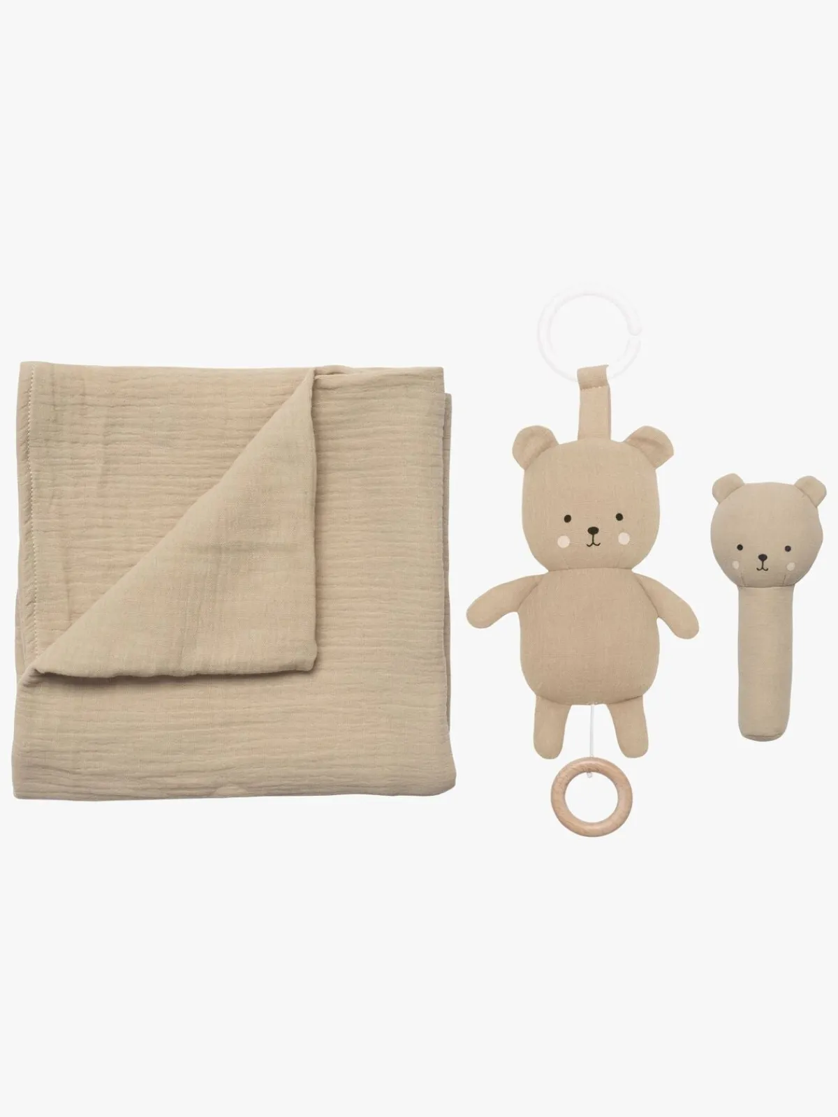 JaBaDaBaDo Stofbleer, Nusseklude & Babytæpper-Teddy Tæppe Gavesæt, Beige