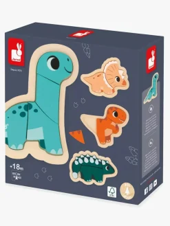 Spil & Puslespil|Janod 4 Progressive Puslespil Dinosaurer 14 Brikker