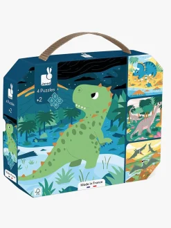Janod Spil & Puslespil-Dinosaur Puslespil med Progressiv Sværhedsgrad 4-i-1 43 Brikker