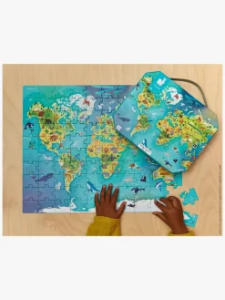 Janod Spil & Puslespil-Puslespil Verdenskort 100 Brikker