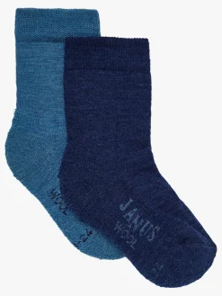 Børn Janus Undertøj|Uldtøj-Uldstrømper Merinoblanding 2-pak, Lyseblå