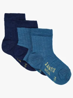 Undertøj|Uldtøj|Janus Uldstrømper Merinoblanding 3-pak, Lyseblå Blå