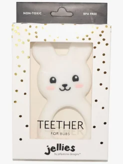 Babylegetøj|Jellystone Designs  Kanin Bidering Silikone, Hvid Flerfarvet