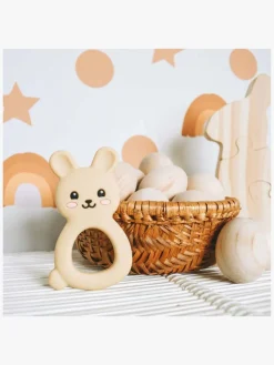 Babylegetøj|Jellystone Designs  Kanin Bidering Silikone, Hvid Flerfarvet