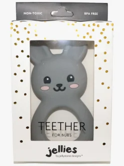 Babylegetøj|Jellystone Designs  Kanin Bidering Silikone, Lysegrå Flerfarvet