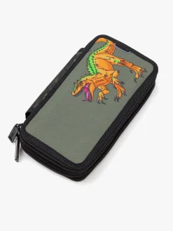 Kreativt Legetøj|Jeva Two-Zip Penalhus, Incognito Grøn/Orange