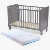 Børnesenge & Tilbehør|JLY ALMA Heaven Tremmeseng med Babymatex Madras Carpathia 60x120, Grå
