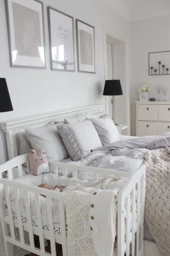 Børnesenge & Tilbehør|JLY ELLA Dream Lux Tremmeseng Dropside m. Babymatex Madras 60x120, Hvid