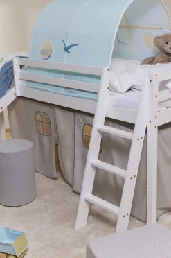 Børnesenge & Tilbehør|JLY ELSA Juniorseng m. Rutsjebane & Sengegardin 90x190, Hvid