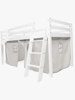 Børnesenge & Tilbehør|JLY ELSA Juniorseng m. Rutsjebane & Sengegardin 90x190, Hvid