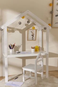 Børnemøbler|JLY  Huset Skrivebord med Stol, Hvid