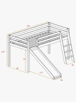 Børnesenge & Tilbehør|JLY TYRA Juniorseng med Rutsjebane & Madras 90x190, Hvid