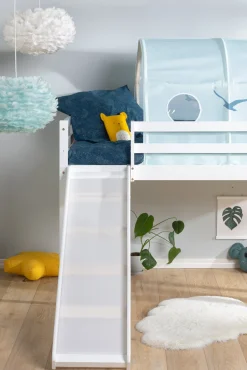 Børnesenge & Tilbehør|JLY TYRA Juniorseng med Rutsjebane & Madras 90x190, Hvid