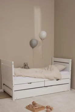 Børnesenge & Tilbehør|JLY 70x140 Juniorseng med Ekstraseng + Opbevaringskasser, Hvid