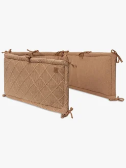 Sengetøj|Jollein  Strikket Sengerand Ternet Mønster 180x30, Biscuit Brun