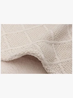 Interiør|Jollein Strikket Tæppe Ternet Mønster med Bamsefleece, Oatmeal Beige