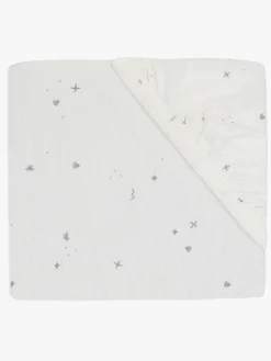 Børn Jollein Sengetøj-Stræklagen Twinkling 60x120, Off white/Sea Green