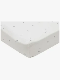 Børn Jollein Sengetøj-Stræklagen Twinkling 60x120, Off white/Sea Green