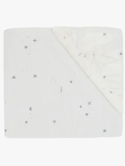 Børn Jollein Sengetøj-Stræklagen Twinkling 40/50x80/90, Off white/Sea Green