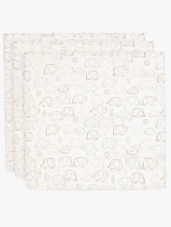 Stofbleer, Nusseklude & Babytæpper|Jollein Tæppe/ Stofble i Musselin 70x70 cm 3-pak, Elephant Tales