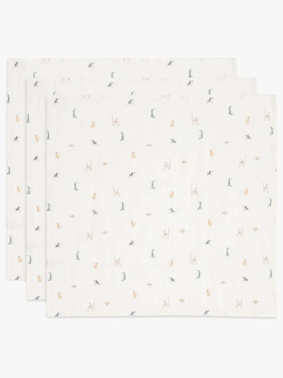 Jollein Stofbleer, Nusseklude & Babytæpper-Tæppe/ Stofble i Musselin 3-pak, Jungle Jambo