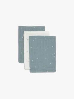 Jollein Pleje & Hygiejne-Vaskeklude Twinkling Musselin 3-pak, Sea Green