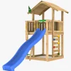 Udeleg|JungleGym Jungle Gym Chalet Legetårn med Blå Rutsjebane
