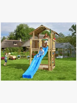 Udeleg|JungleGym Jungle Gym Chalet Legetårn med Blå Rutsjebane