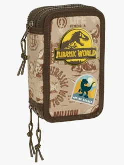 JurassicWorld Kreativt Legetøj-Jurassic World Penalhus med 3 Rum, Sandfarvet