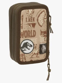 JurassicWorld Kreativt Legetøj-Jurassic World Penalhus med 3 Rum, Sandfarvet