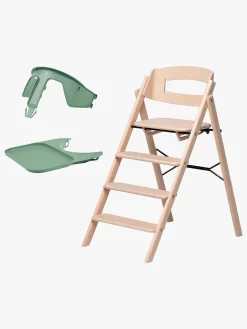 KAOS Højstole & Tilbehør-Klapp Højstol inkl. Beskyttelsesbøjle & Bakke, Beech Natural/Mineral Green