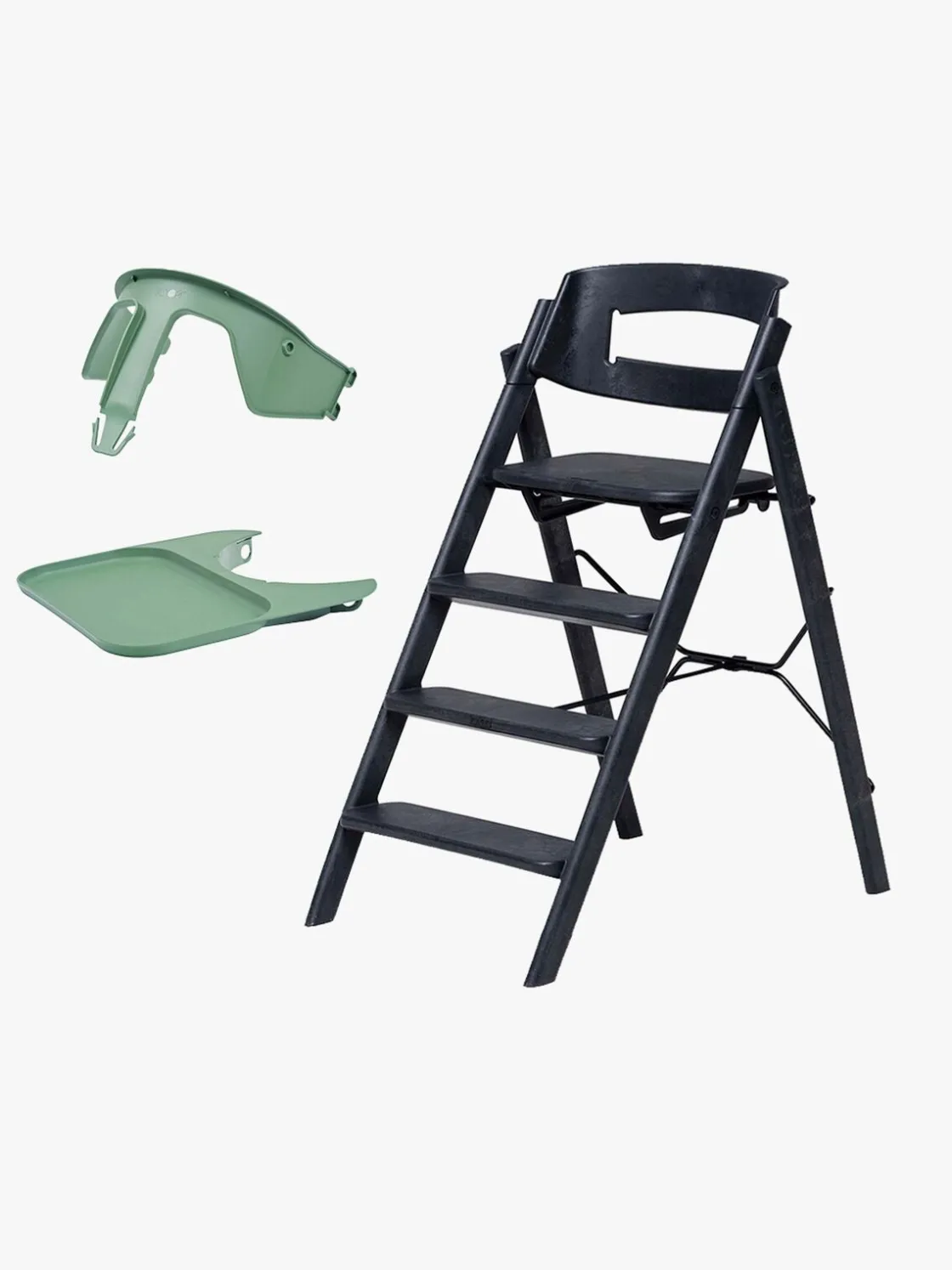 Højstole & Tilbehør|KAOS Klapp Højstol Recycled inkl. Beskyttelsesbøjle & Bakke, Charcoal Black/Mineral Green