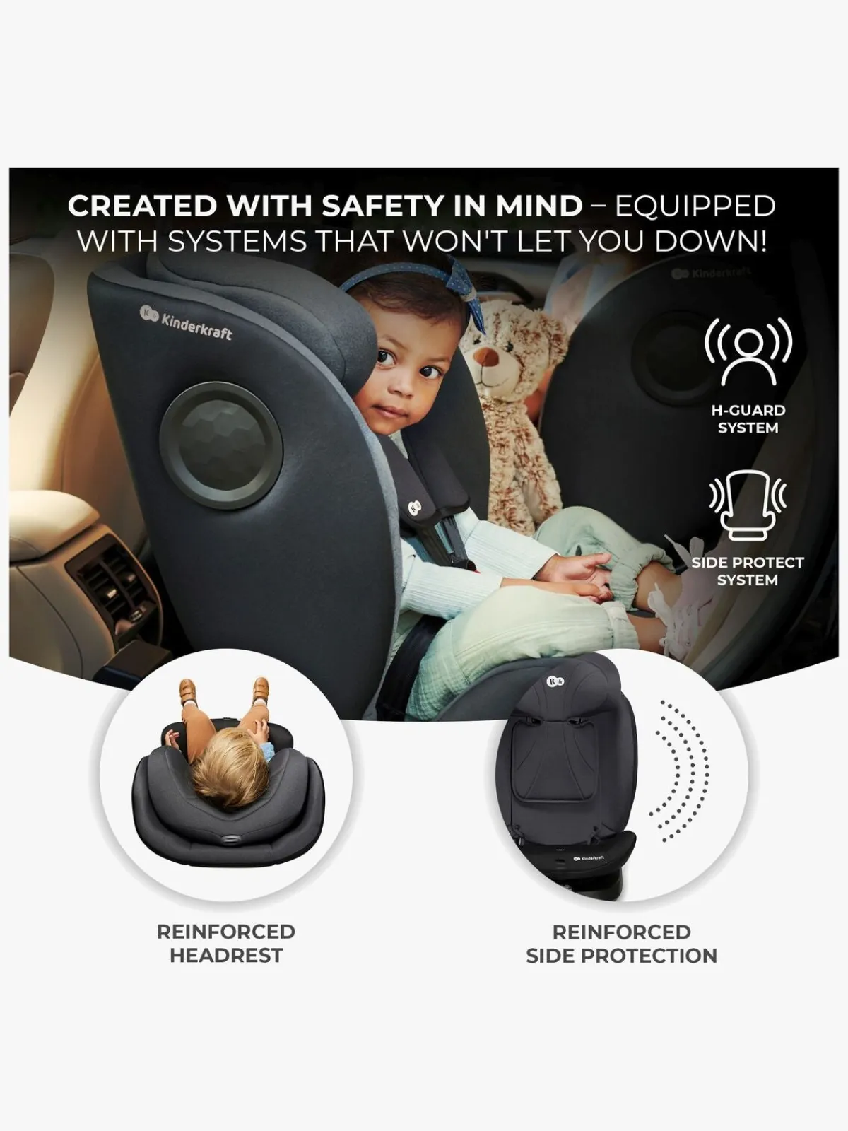 Autostole 9-36 Kg|Kinderkraft I-360 i-Size Autostol, Black Sort