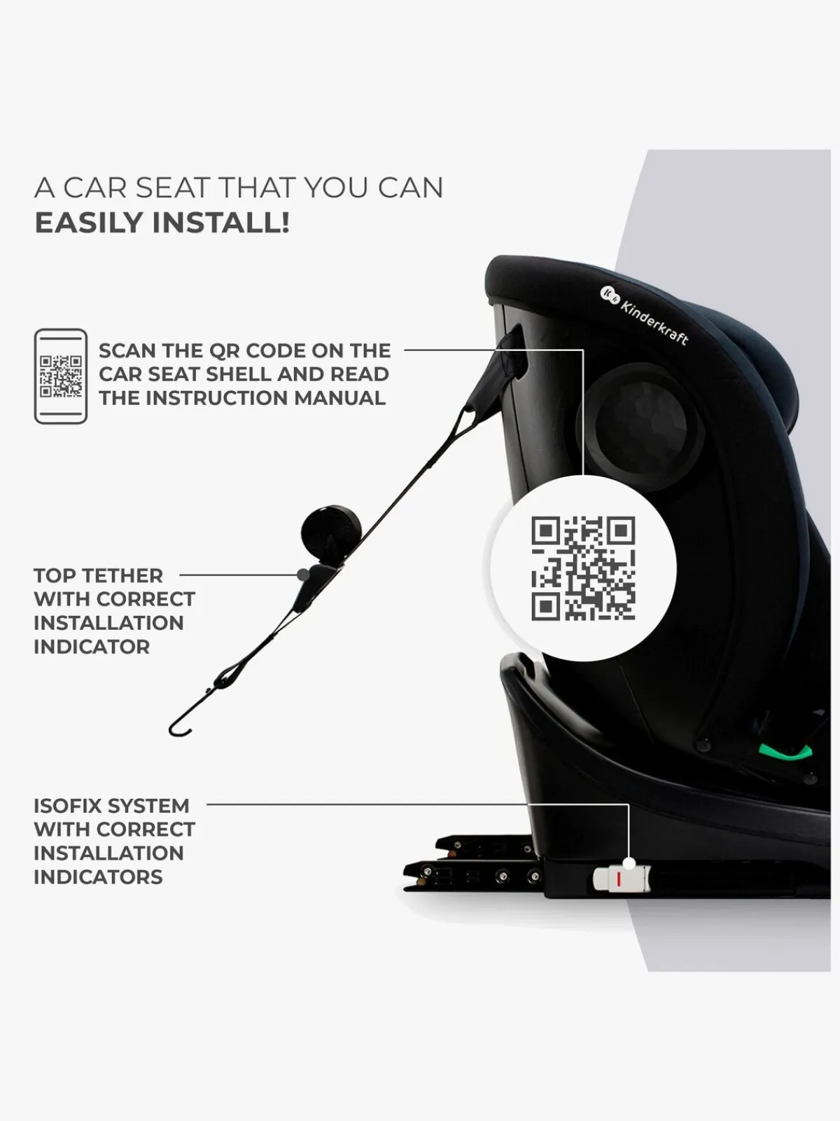 Kinderkraft Autostole 9-36 Kg-I-GROW I-Size Autostol, Black