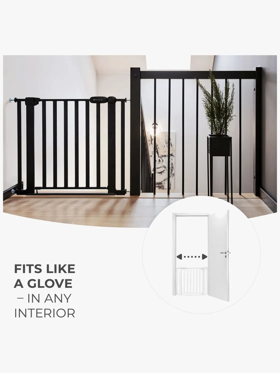 Sikkerhed|Kinderkraft LOCK&GO Sikkerhedsgitter, White Hvid