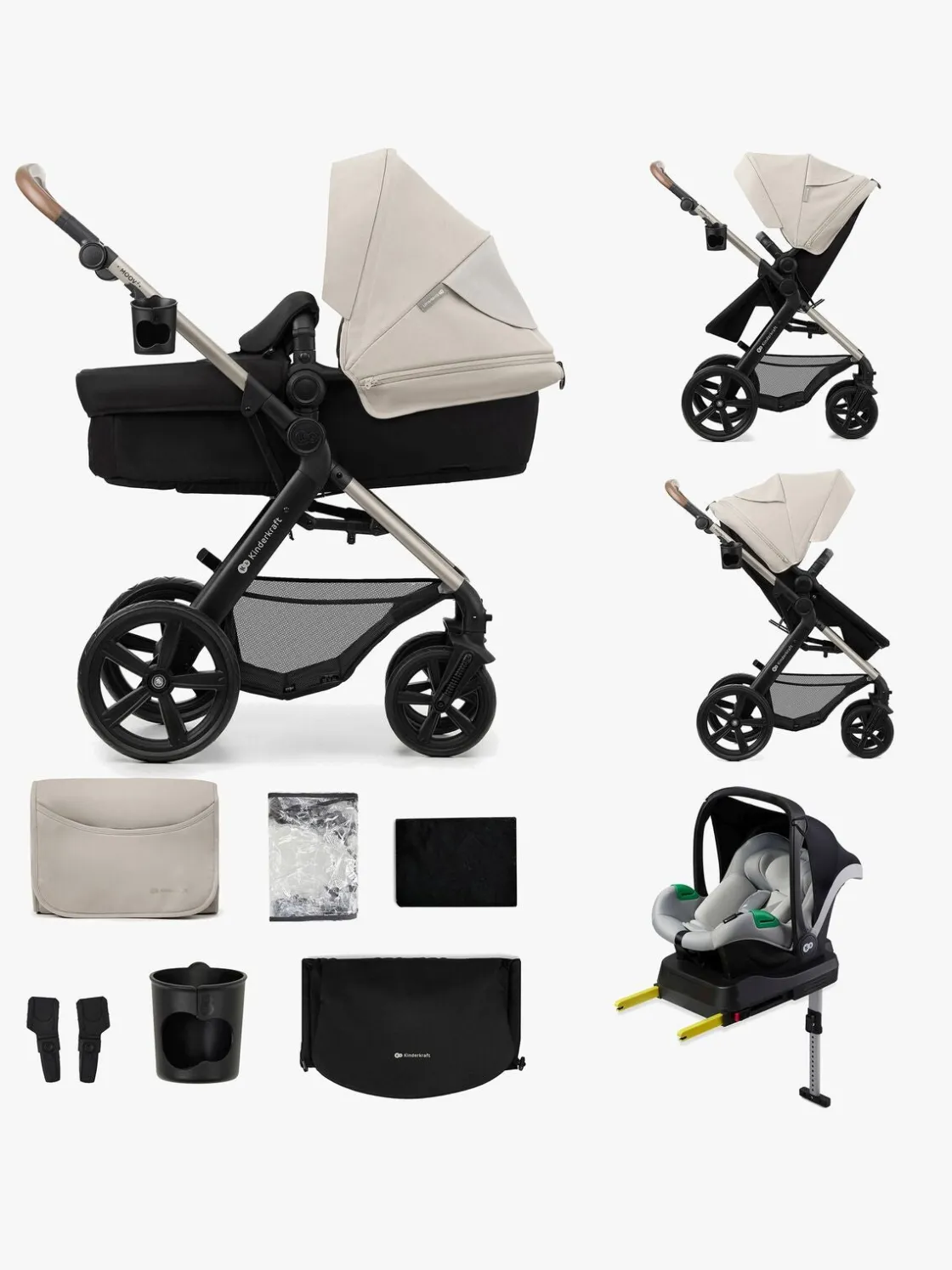 Duo- & Kombivogne|Kinderkraft MOOV 2 4-in-1 Duovogn, Moonlight Grey Grå