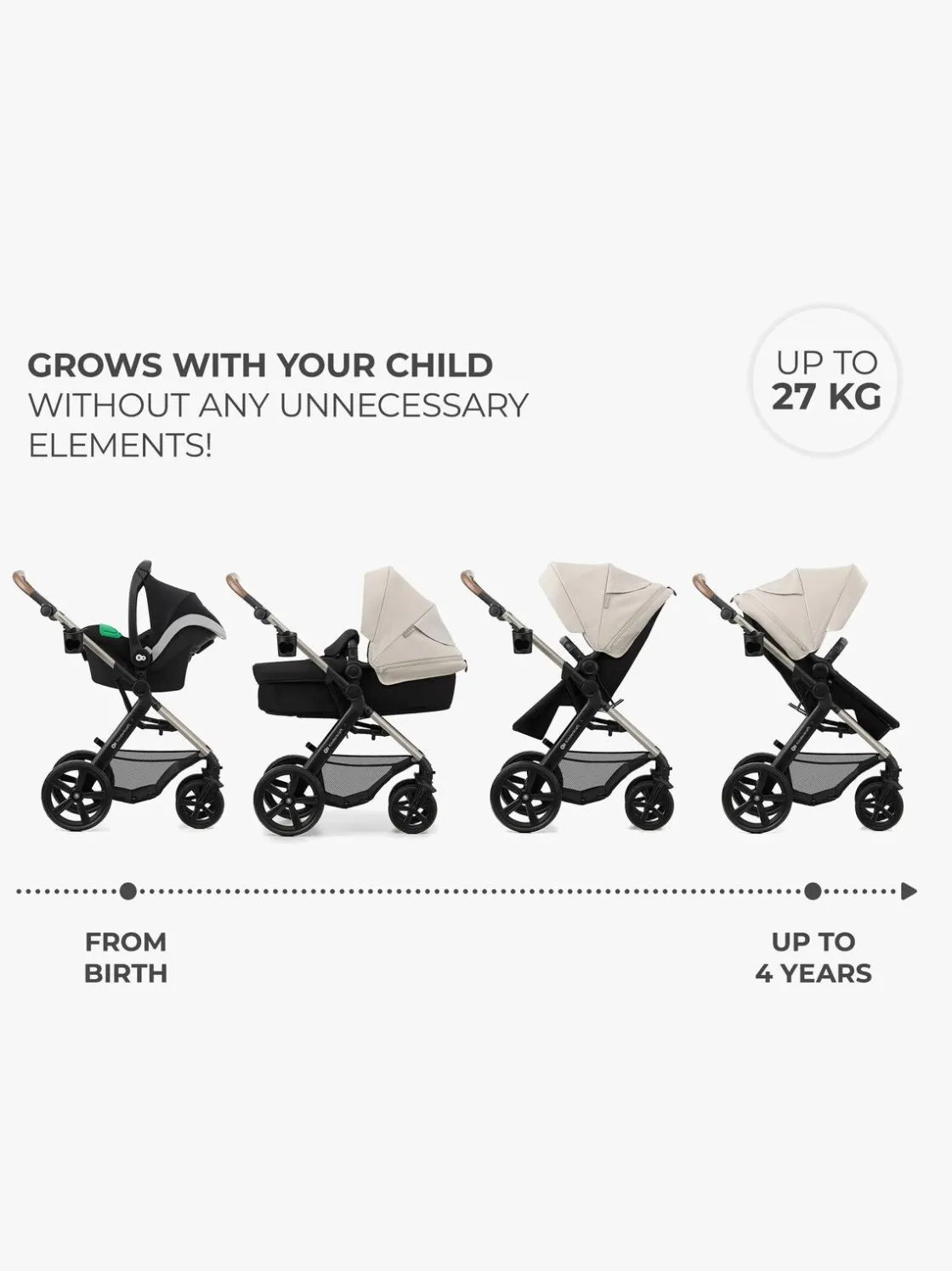 Duo- & Kombivogne|Kinderkraft MOOV 2 4-in-1 Duovogn, Moonlight Grey Grå