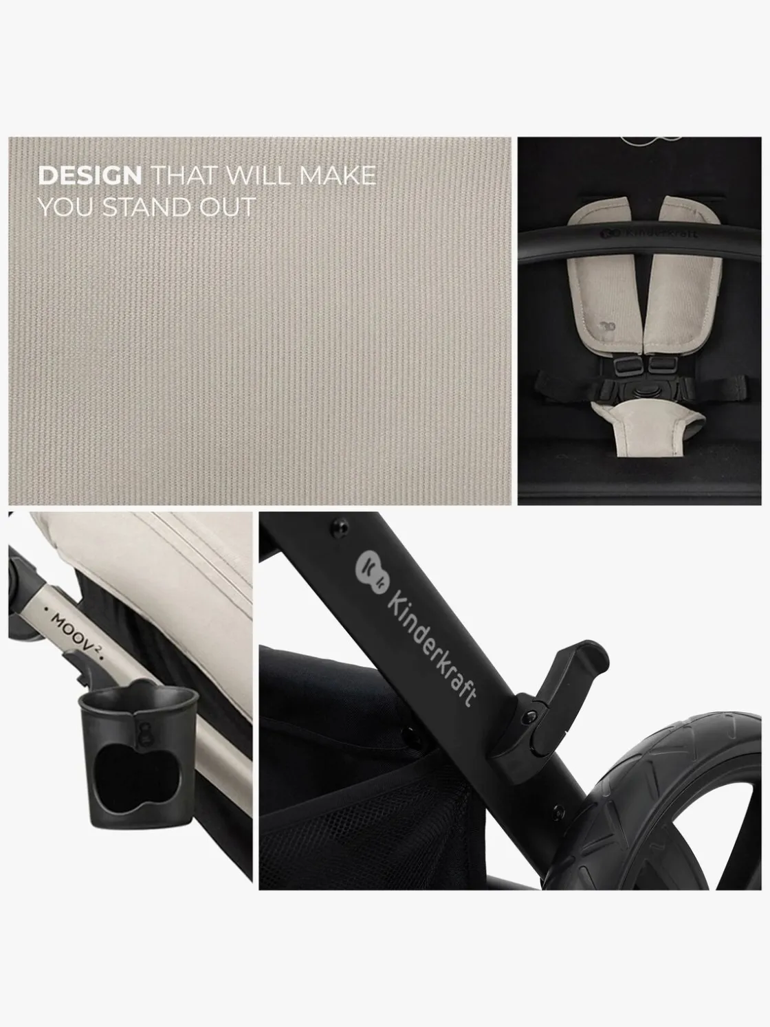 Duo- & Kombivogne|Kinderkraft MOOV 2 4-in-1 Duovogn, Moonlight Grey Grå