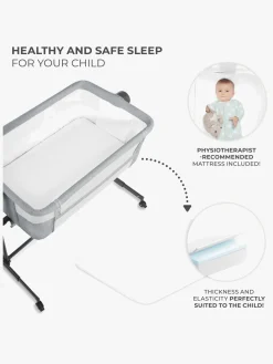 Børnesenge & Tilbehør|Kinderkraft Neste Up 2 Bedside Crib, Light Grey Grå