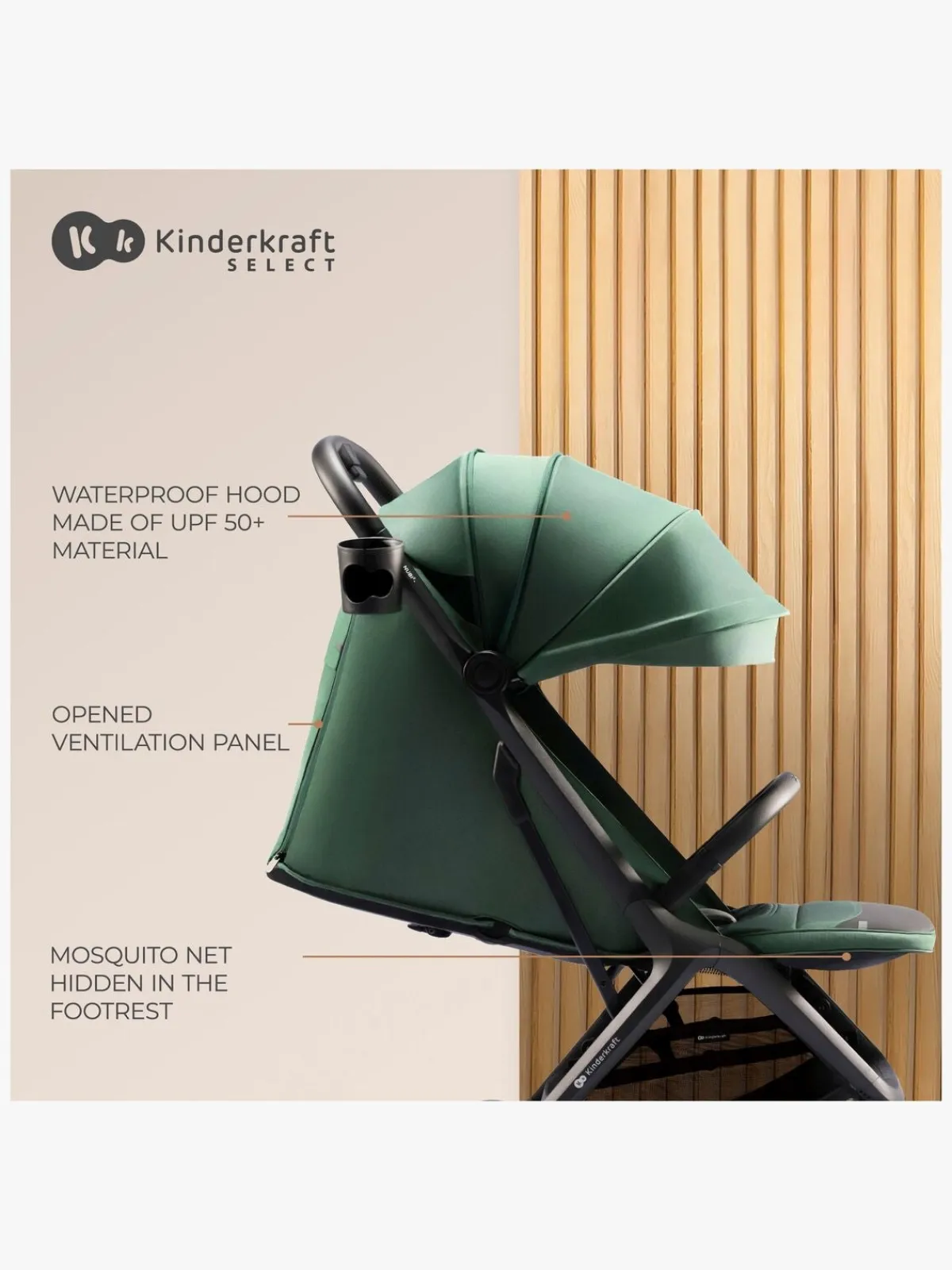 Klapvogne|Kinderkraft NUBI 2 Klapvogn, Sand Beige
