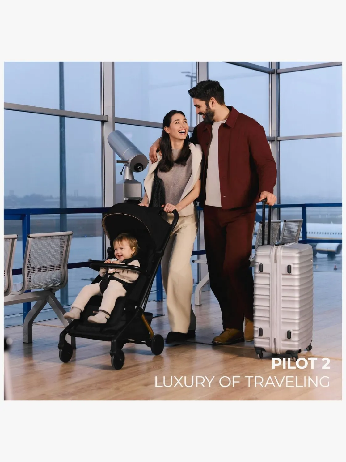 Rejseklapvogne|Kinderkraft PILOT 2 Klapvogn, Platinum Midnight Black Sort