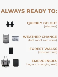 Duo- & Kombivogne|Kinderkraft Prime 2 2-in-1 Duovogn, Shadow Grey Grå