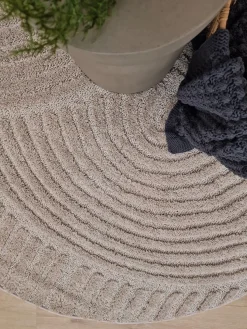 Gulvtæpper|KM Carpets Doria Zen  Rundt Gulvtæppe 160, Linned Beige