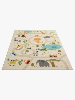 Gulvtæpper|KM Carpets Play Animals Gulvtæppe 80x150, Linned Beige/Flerfarvet