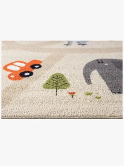 Gulvtæpper|KM Carpets Play Animals Gulvtæppe 80x150, Linned Beige/Flerfarvet