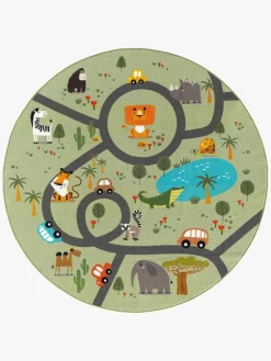 Gulvtæpper|KM Carpets Play Animals Rund Gulvtæppe 120, Grøn