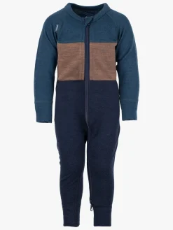 Børn Lindberg Undertøj|Uldtøj-Bamboo Merino Skiundertøj Flyverdragt, Blue/Navy