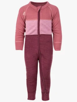 Børn Lindberg Undertøj|Uldtøj-Bamboo Merino Skiundertøj Flyverdragt, Blush/Rose