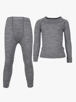 Undertøj|Uldtøj|Lindberg Rib Merino Skiundertøj Merinould, Grey Melange Grå